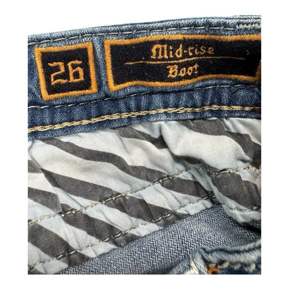 ROCK REVIVAL Women's Lang Mid-Rise Boot Jeans Size 26 Inseam 28" Distressed - Picture 8 of 12